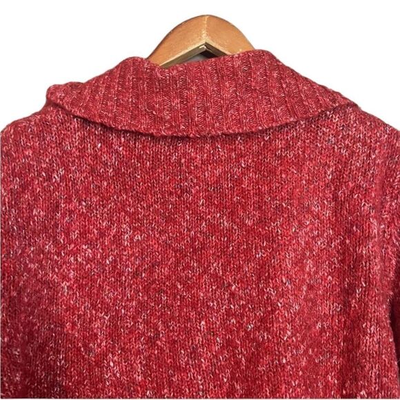 L.L. Bean red wool blend button cardigan - Picture 9 of 11